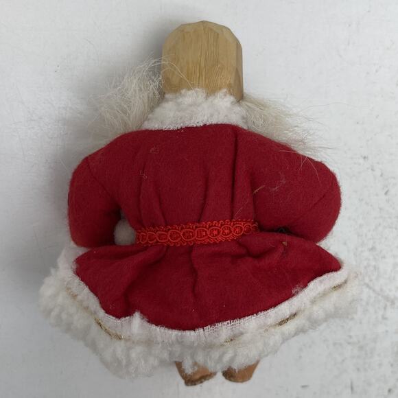 Vintage Wooden Santa Claus Figurine Leather Gloves Boots Misako Made in Finland - Picture 3 of 14